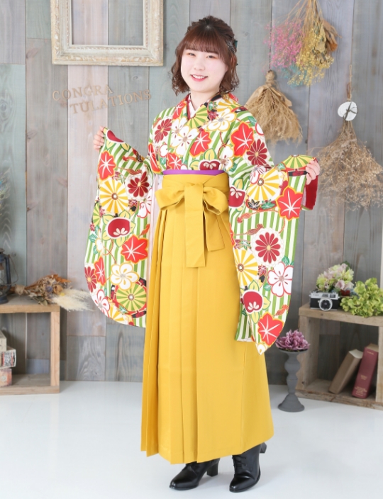 グリーンストライプ×芥子袴