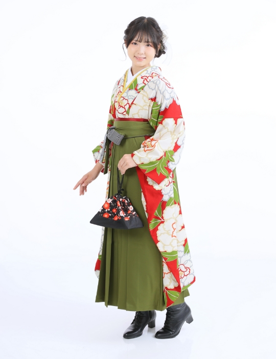赤大花×モスグリーン袴