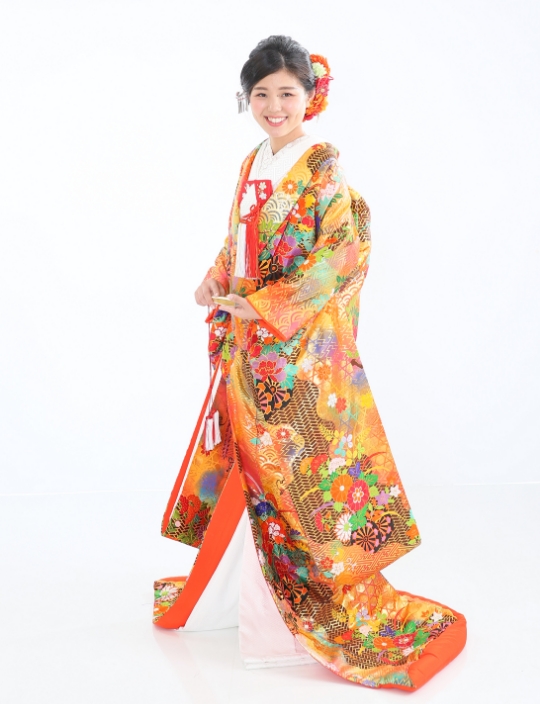 色打掛オレンジ刺繍